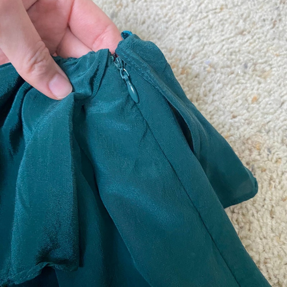 Maeve One-Shoulder Ruffle Top in Dark Blue/Green - Picture 7 of 10